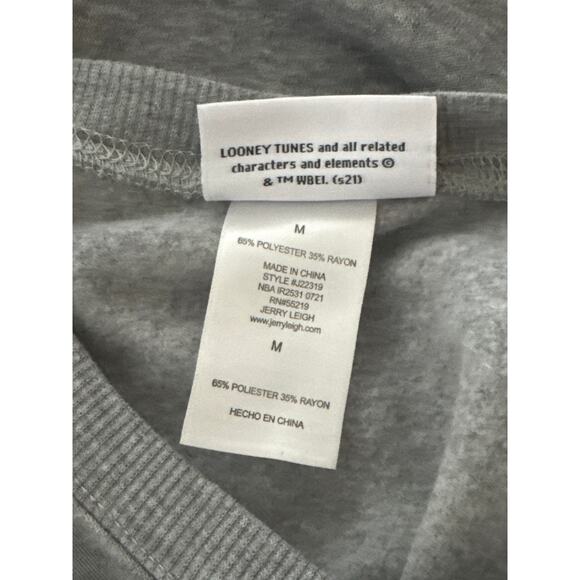 Bugs Bunny Cropped Sweatshirt Womens Medium Soft Comfy Graphic Print Gray Grey - Picture 5 of 7